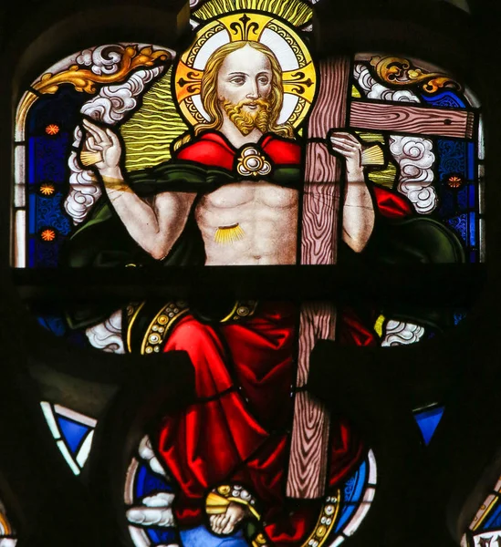 彩绘玻璃-耶稣基督 — 图库照片