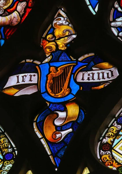 Glasmalerei - keltische Harfe — Stockfoto