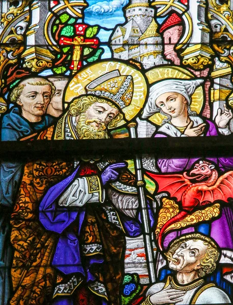 Stained Glass - Saint Livinus — Stock Photo, Image