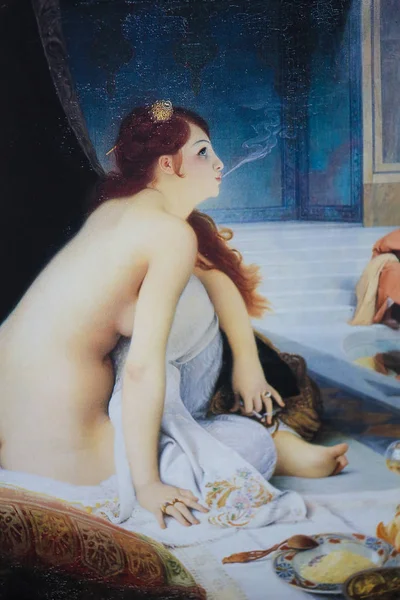 Курящие голые девушки - картина, созданная в 1888 году — стоковое фото