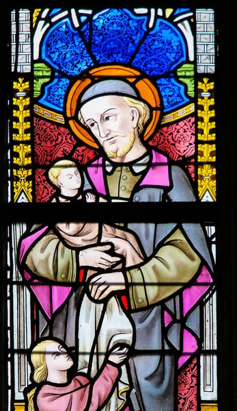 Stained Glass - Saint Vincent de Paul — Stock Photo, Image