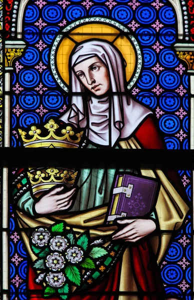Gebrandschilderd glas - Saint Elizabeth, koningin van Hongarije — Stockfoto