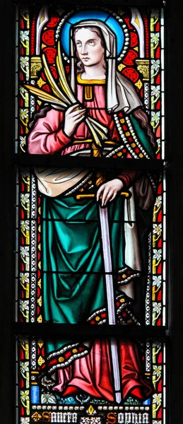 彩绘玻璃-圣索菲娅烈士 — 图库照片