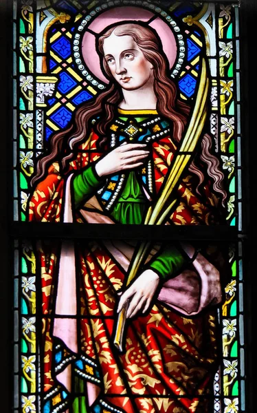 Gebrandschilderd glas - Saint Zoe van Rome — Stockfoto