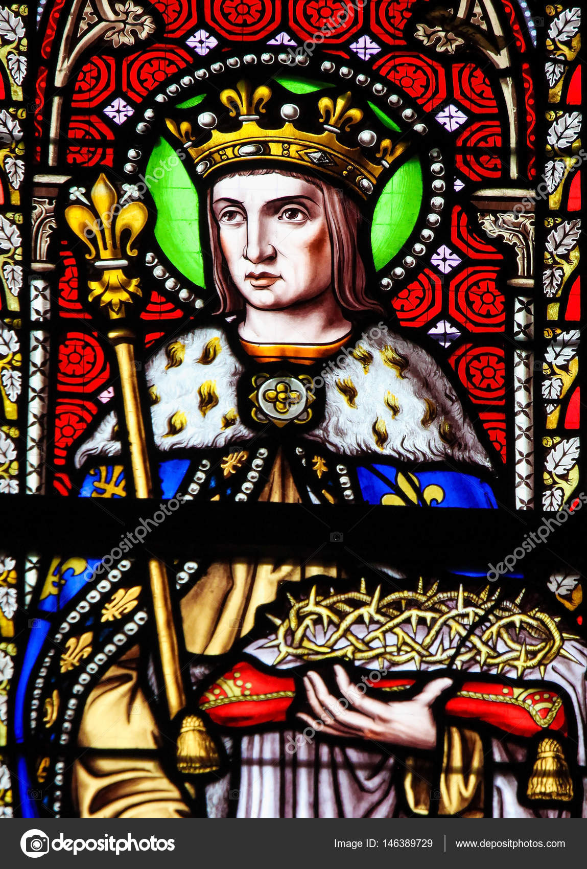 Stained Glass Saint Louis, King of France Stock Editorial Photo