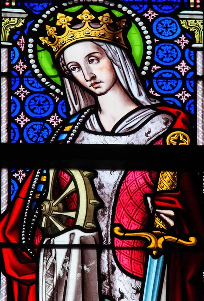 Stained Glass - Saint Catherine — Stock Photo, Image