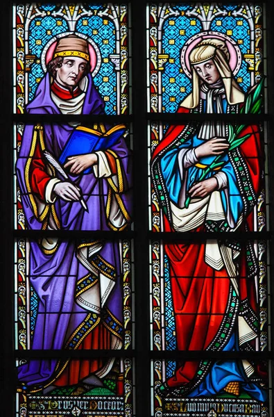 Stained Glass - Saint Prosper and Ludmilla — Stock Photo, Image