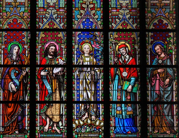 Colette, Johannes de Doper, Emmanuel, Carolus Borromeus heiligen een — Stockfoto