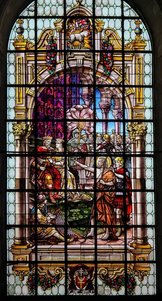 Barevné sklo - Svatý Jan Křtitel — Stock fotografie