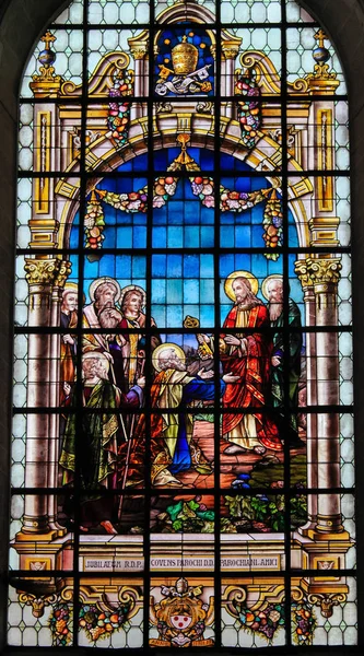 Stained Glass - Jesus and Saint Peter — Stock Photo, Image