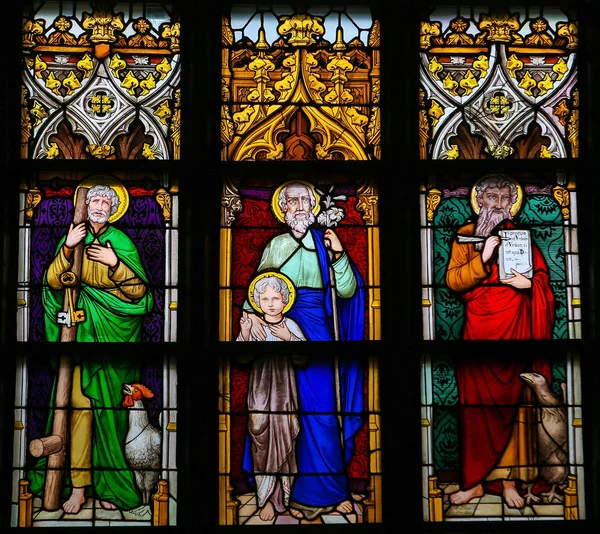 Witraże - Saint Peter, Świętego Józefa i Świętego Jana Eva — Zdjęcie stockowe