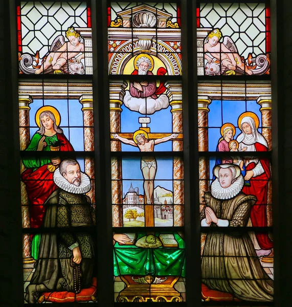 Vidro manchado do século XV em Antuérpia — Fotografia de Stock