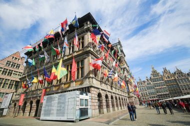 Belçika, Antwerp, Belediye Binası'nda Grote Markt veya büyük Pazar S