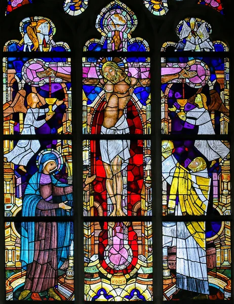 Stained Glass - The Crucifixion of Jesus — Stock Photo, Image