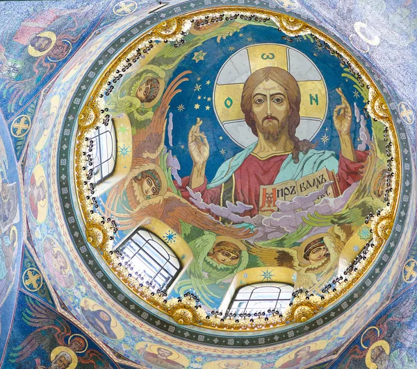 Christus Pantocrator, mozaïek in de kerk van de Verlosser, de Sint-Petersbur — Stockfoto