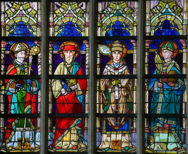 Stained Glass - Saint Augustine, Jerome, Gregory and Ambrose — Stock Photo, Image