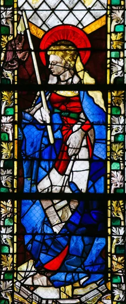 Glasmalerei in der Kathedrale von Rouen - Saint Genevieve — Stockfoto