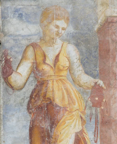 Fresker i ärende Cazuffi-Rella i Trento - Temperance — Stockfoto