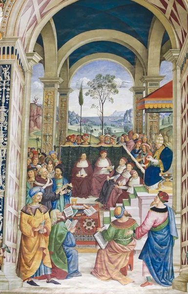 Fresco en la Biblioteca Piccolomini, Siena — Foto de Stock