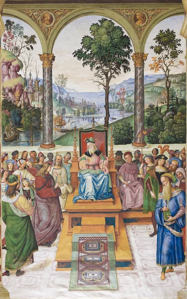 Freska v piccolominiho knihovně, Siena — Stock fotografie