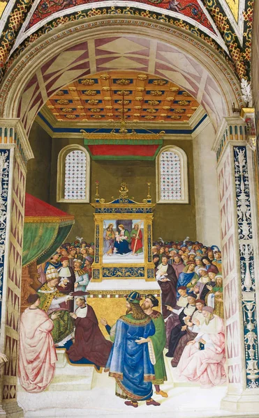 Fresco en la Biblioteca Piccolomini, Siena — Foto de Stock