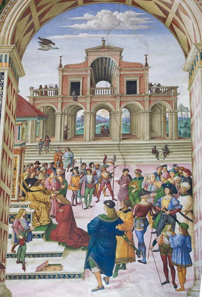 Fresco di Pustaka Piccolomini, Siena — Stok Foto