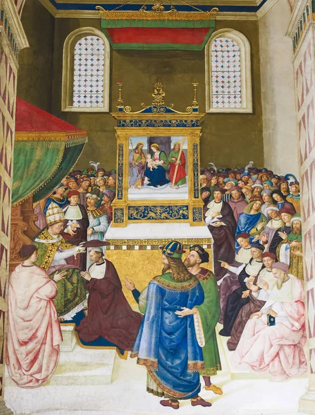 Affresco nella Biblioteca Piccolomini, Siena — Foto Stock