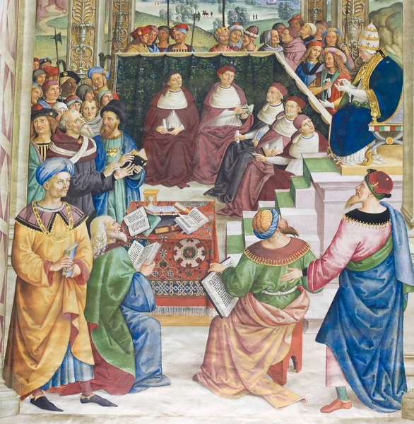 Fresco in Piccolomini Library, Siena — Stock Photo, Image