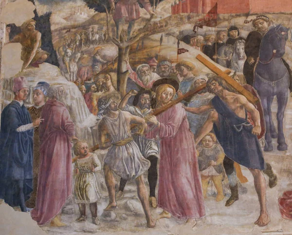 Siena Baptisterium - Fresko auf dem Weg zum Kalvarienberg — Stockfoto