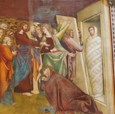 Fresco in San Gimignano - Jesus and Lazarus clipart