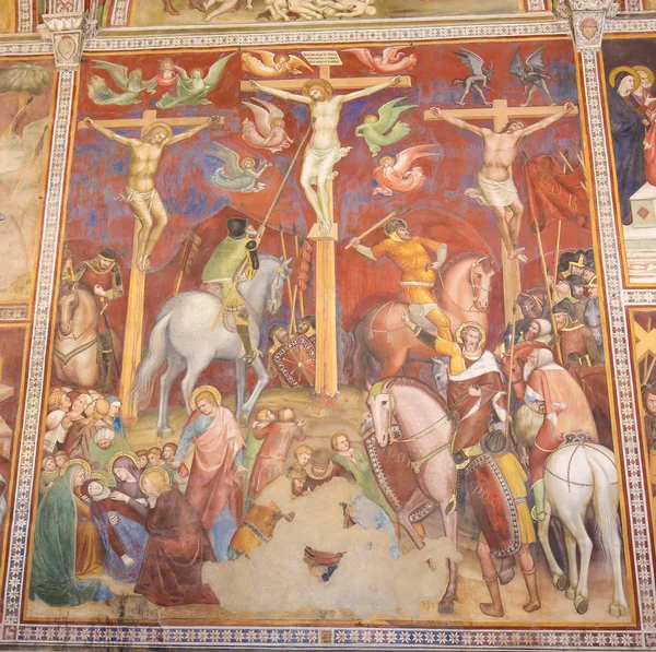 Fresco San Gimignano - a keresztre feszítés — Stock Fotó