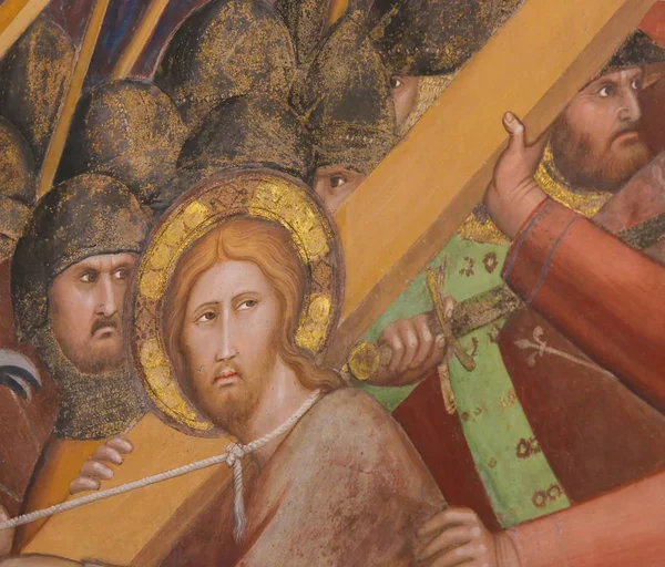 圣吉米尼亚诺-耶稣在受难的壁画 — 图库照片