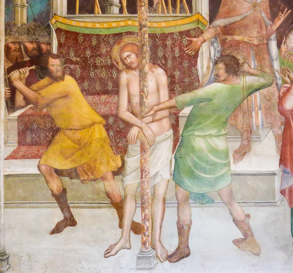 Fresco en San Gimignano - Flagelación de Jesucristo — Foto de Stock