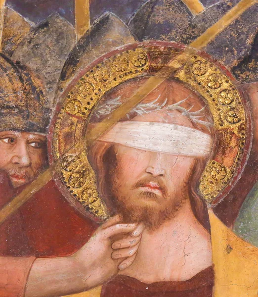 Фреска в Сан Гіміньяно - Ісус із зав'язаними очима — стокове фото