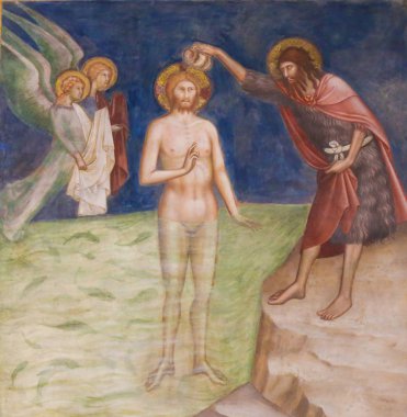 San Gimignano - İsa'nın vaftiz fresk