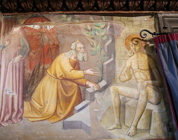 Fresco in San Gimignano - Book of Job — Stock Photo, Image