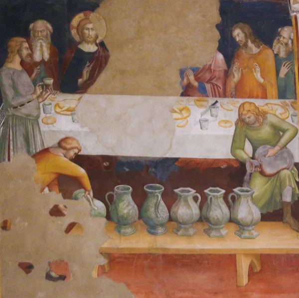 Fresco in San Gimignano - Last Supper — Stock Photo, Image