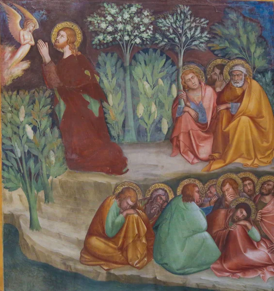 Fresque à San Gimignano - Jésus dans le jardin de Gethsémani — Photo