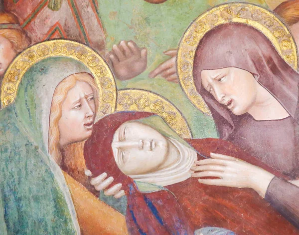 Fresco in San Gimignano - Death of Mother Mary — Stock Photo, Image