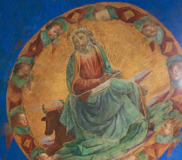 Fresco in San Gimignano - Luke the Evangelist — Stock Photo, Image