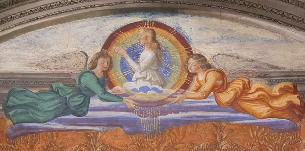 Fresco in san gimignano - heilige fina — Stockfoto