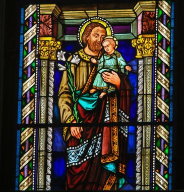 Stained Glass - Joseph and the Child Jesus clipart