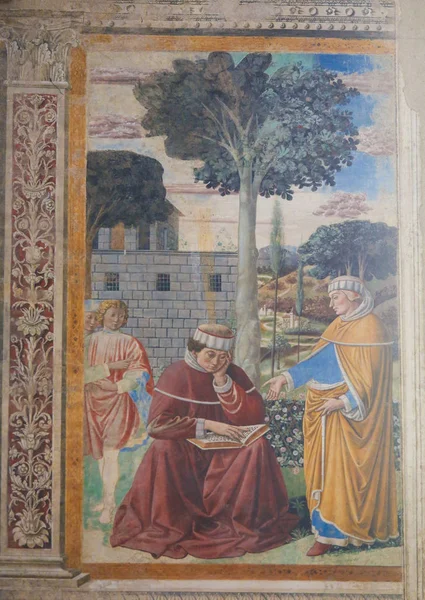 Fresco de San Agustín en San Gimignano, Italia — Foto de Stock