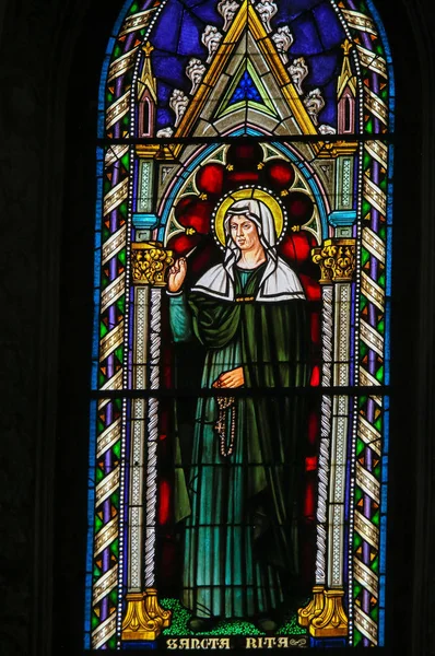 Målat glas - Saint Rita — Stockfoto