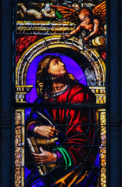 Stained Glass of St Matthew the Evangelist — Stock Photo, Image