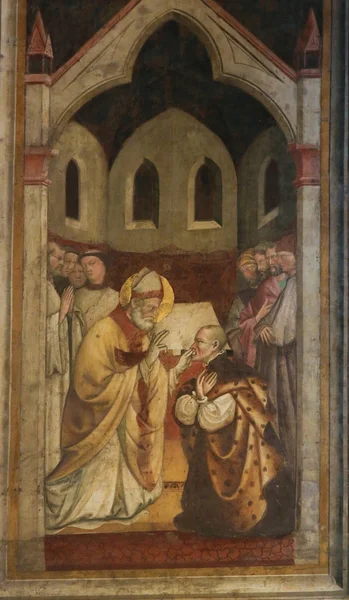 산 페트로 니 오 볼로냐 성당에서 프레스코 — 스톡 사진