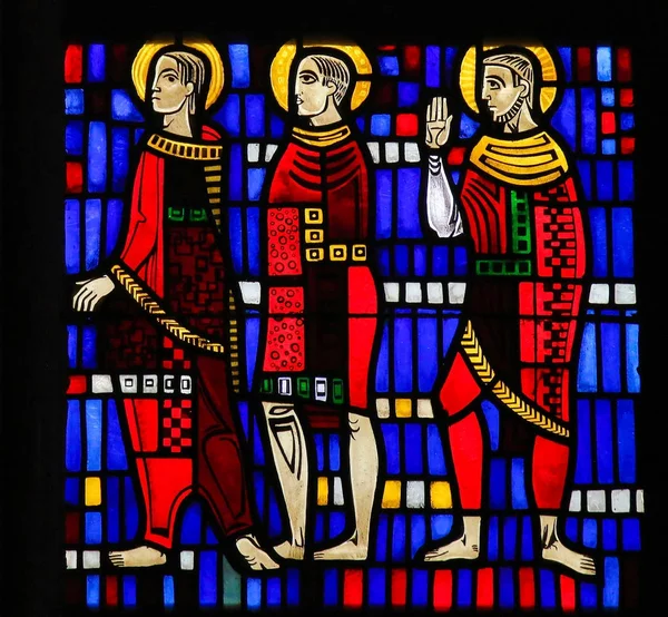 Stained Glass in Worms - Three Saints — Stock Photo, Image