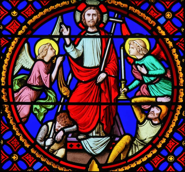 Stained Glass in Notre-Dame-des-flots, Le Havre - Resurrection o — Stock Photo, Image