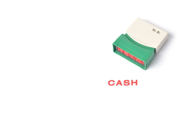 "현금" 빨간색으로 스탬프 "현금"이라는 단어가 새겨진 흰색 배경에 고무 스탬프. — 스톡 사진