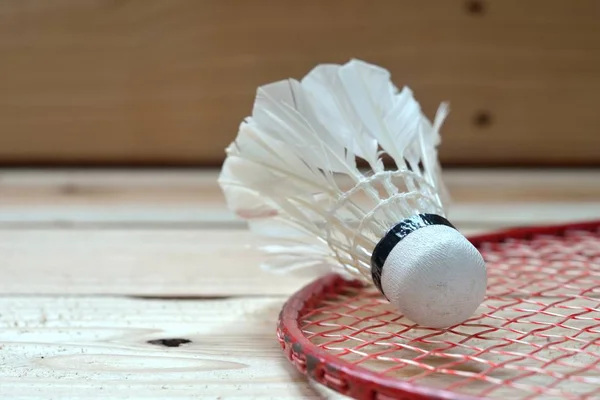 Navetta su racke badminton — Foto Stock